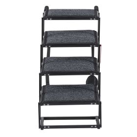 Dog Stairs for Car, 4 Steps Extra Wide Foldable Dog Ramp for Large Dogs with Non-Slip Rug Surface, Portable Lightweight Pet Ladder for Car, SUV, (Default: Default)